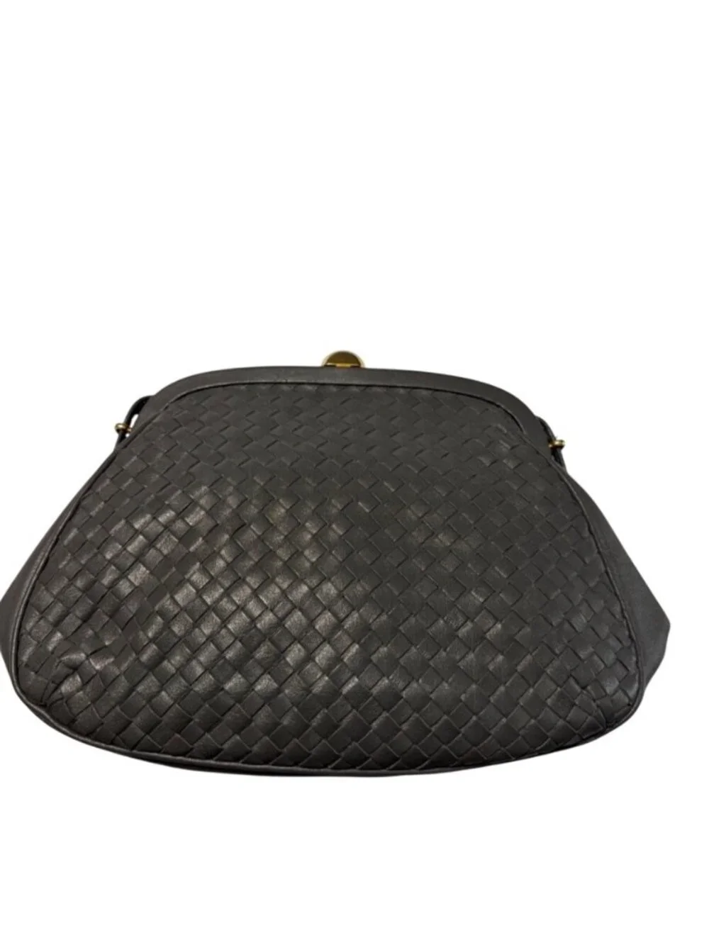 Vintage Ganson Gray Leather Woven Crossbody Bag